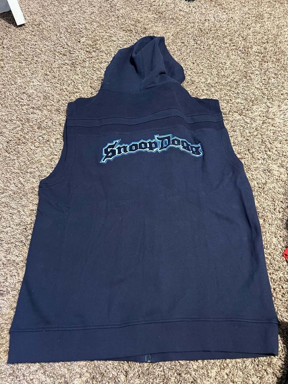 Y2K Snoop Dogg Clothing Company 213 Embroidered Navy Sleeveless Full-Zip Hoodie